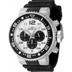 Invicta Men's 47198 Pro Diver Quartz Chronograph Silver, Black Dial Watch