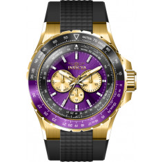 Invicta Men's 44613 Aviator Quartz Chronograph Gold, Purple Dial Watch