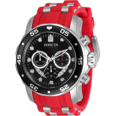 Invicta Men's 34009 Pro Diver Quartz Chronograph Black, Silver, Red Dial Watch