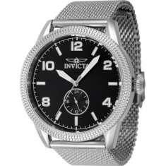 Invicta Men's 47134 Vintage Quartz 3 Hand Black Dial Watch