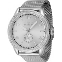 Invicta Men's 47133 Vintage Quartz 3 Hand Silver Dial Watch