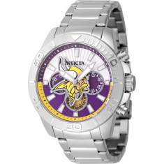 Invicta Men's 47954 NFL Minnesota Vikings Quartz Multifunction Silver, Purple Dial Watch