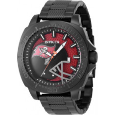 Invicta Men's 47878 NFL Tampa Bay Buccaneers Quartz 3 Hand Black, Red Dial Watch