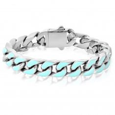 Invicta Men's Light Blue Enamel Steel Chain Bracelet - 8.5