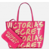 Bolsa Victoria’s Secret  Large Tote Travel Bag Clutch Charm Pink Gold Logo