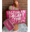 Bolsa Victoria’s Secret  Large Tote Travel Bag Clutch Charm Pink Gold Logo