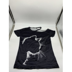 Camiseta Feminina  "Preta" Gato - Tam - M