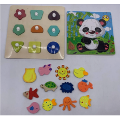 Kit - Montessori Toys for 1-3 Year + Puzzle Panda + Set of 12 Animals Wooden magnet