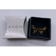 Kit de Brincos - Avon Heart Shaped Gold Earrings
