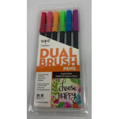 Tombow Dual Brush Pen Art Markers, "Choose Happy", Bright Palette, 6-Pack