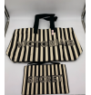 Victoria's Secret NWT Logo Canvas Tote Bag & Wristlet Black White Stripe