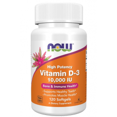 NOW Foods Supplements Vitamin D-3 10 - 120 Caps -  Exp 03/27