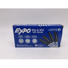 Expo Vis-a-Vis 12pk Wet Erase Markers Black