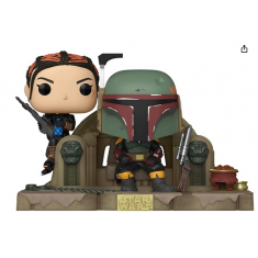 POP FUNKO! Star Wars Moment: The Mandalorian - Boba Fett and Fennec on Throne - Sem Caixa