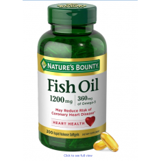 Nature's Bounty Fish Oil Omega 3 Supplements - Supports Heart Health, 1200 Mg Fish Oil, Omega-3, 200 Softgels -  Exp 03/26