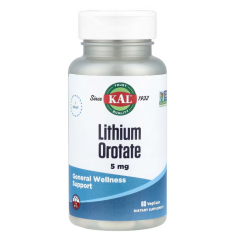KAL Lithium Orotate 5 mg 60 VegCaps - Exp 09/27
