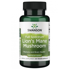 Swanson Full Spectrum Lion's Mane Mushroom, Supports Mental & Overall Health 500 mg - 60 Caps - Exp 12/26