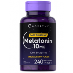 Melatonin Carlyle 10mg - 240 Tablets - Berry Flavor Fast Dissolve Tablets for Men and Women - Exp 01/26
