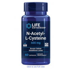 Life Extension N-Acetyl-L-Cysteine (NAC) Immune Response, Respiratory Health, Liver Health, NAC 600 mg - 60 Caps - Exp 01/26