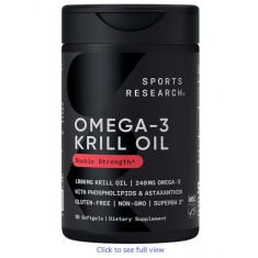 Sports Research - Krill Oil Supplement with EPA & DHA Omega 3 - 30 SoftGel - Exp 09/26