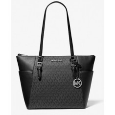 Michael Kors Charlotte Large Logo and Leather Top-Zip Tote Bag