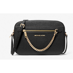 Michael Kors -Jet Set Large Saffiano Leather Crossbody Bag - Black