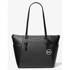 Michael Kors - Charlotte Large Saffiano Leather Top-Zip Tote Bag - Black Noir