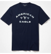 American Eagle - Camiseta Navy Blue Logo - Size Large