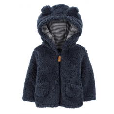 Carters - Boys Zip-Up Sherpa Cardigan Jacket - Tamanho 3 Meses
