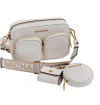 Michael Kors - Jet Set MD Leather Pocket Xbody Bag - Light Cream