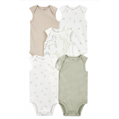 Carters - Kit 5 Body Infantil Branco Manga Curta - Tamanho 9 Meses
