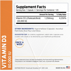ForestLeaf - Vitamin D3 - 120 Caps - Exp 02/2027