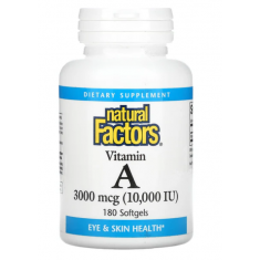 Natural Factors - Vitamin A 3000 mcg - 180 Softgels - Exp 08/2027