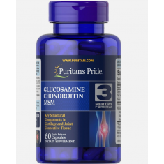 Puritans Pride - Double Strength Glucosamine Chondroitin MSM - 60 Caps - Exp 07/2027