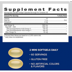 GNC - Triple Strength Fish Oil Mini Omega 3 Supplement - 120 Mini SoftGel - Exp 05/2027