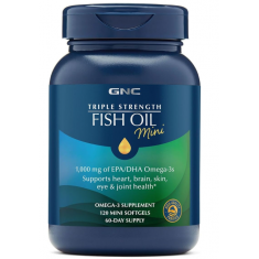 GNC - Triple Strength Fish Oil Mini Omega 3 Supplement - 120 Mini SoftGel - Exp 05/2027