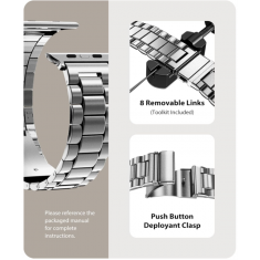 FULLMOSA -  Kit Watch Band Silver - Compatibilidade 44mm 45mm