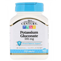 21st Century - Potassium Gluconate 595mg - 110 Tablets - Exp 05/2027