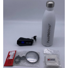 Kit cyclist - bottle + flashlight + rear view + wrist brace