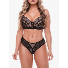 Body Lingerie Black / Rose- Tamanhos Diversos - Ref 100343